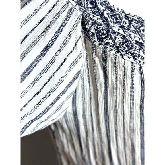 Knox Rose Womens Cream Navy Stripped Bohemian Womens Casual Oversized Top XXL - Picture 15 of 16